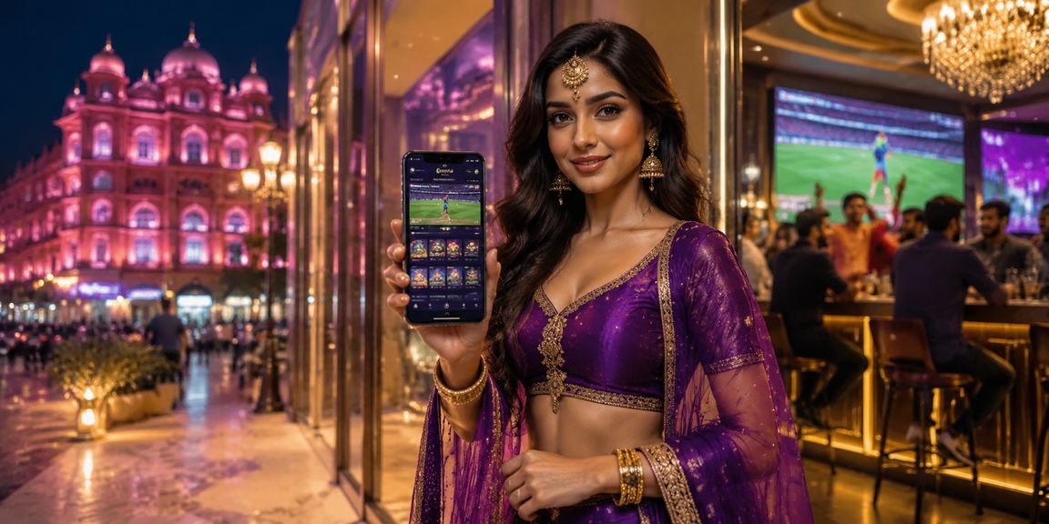 Elegant Indian player enjoying mobile betting on cricket at 834009 platform